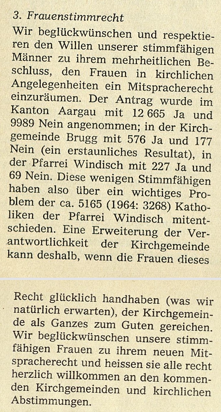 Scan aus Pfarrblatt vom 23. Februar 1968 