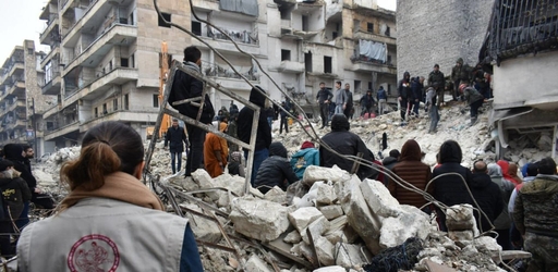 Grosse Zerstrungen durch das Erdbeben in Syrien und in der Trkei.